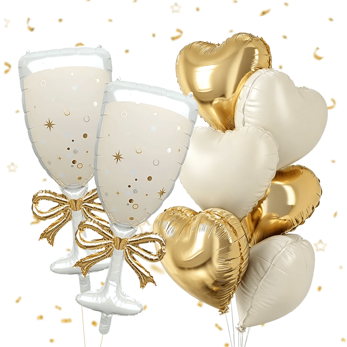 Balloon Pump Hand - 9 Stück Champagner-Weinglas-Themenballons, Schleifen-Weinglas-Ballons, für Hochzeiten,