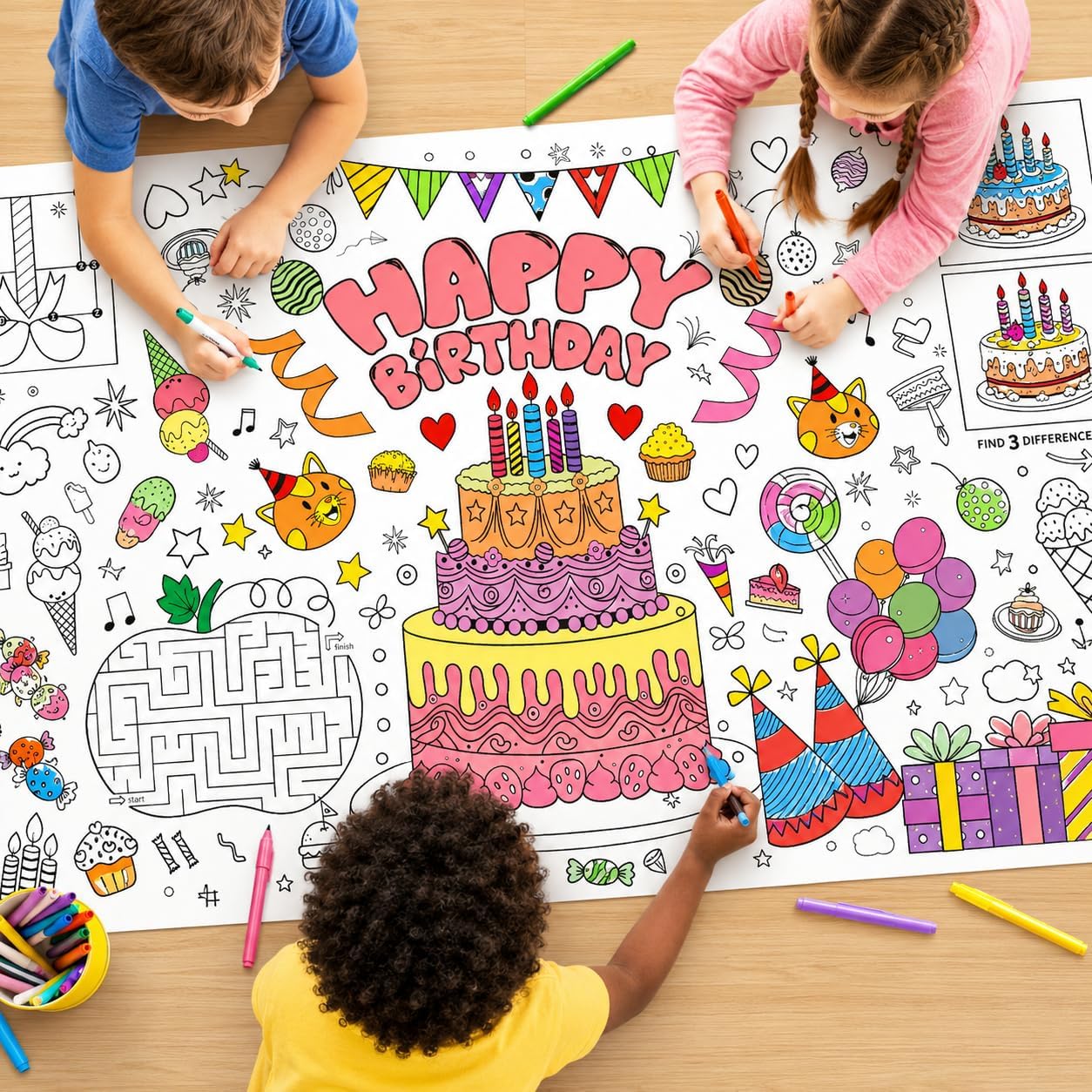 Table Cloth Disposable - Riesiges Malposter für Kinder, DIY Cartoon-Zeichenpapier,