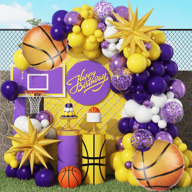 Balloon Arch Kit - 110-teiliges lila und gelbes Ballon-Girlandenbogen-Set, geeignet