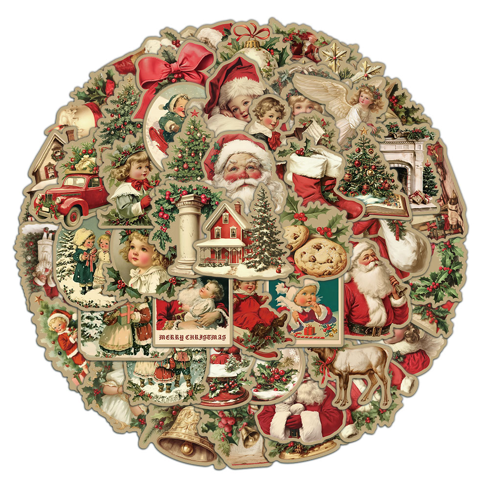 Plastic Cup 50Pcs - 50PCS Kreative Retro Weihnachten Aufkleber Laptop
