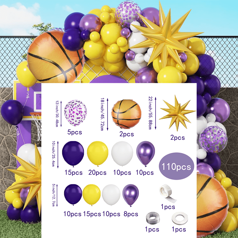 110-teiliges lila und gelbes B – Balloon Arch Kit Bewertung und Preis