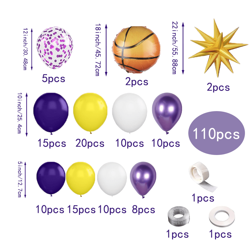 110-teiliges lila und gelbes B – Balloon Arch Kit Bewertung und Preis