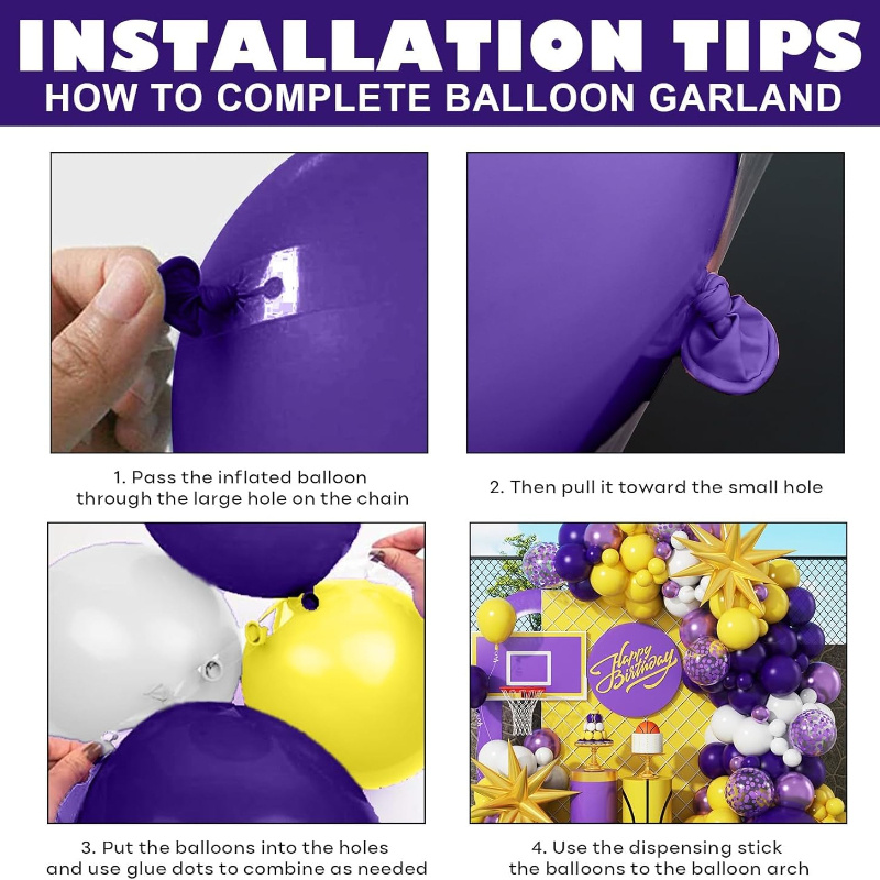 110-teiliges lila und gelbes B – Balloon Arch Kit Bewertung und Preis