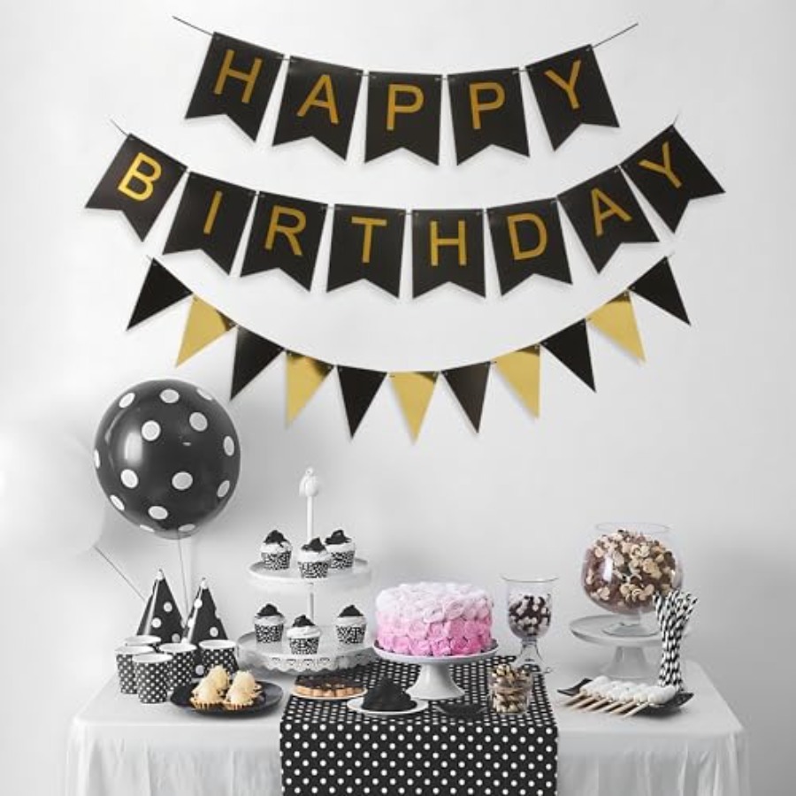 Schwarz-gold gestreiftes Banne – Party Banner Gold Bewertung und Preis